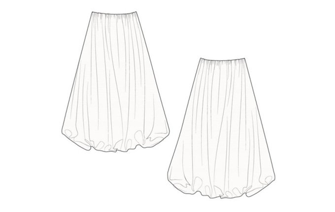 Satin Volume Balloon Midi Skirt