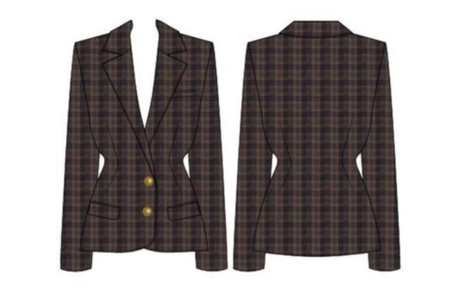 Marked Waist Checked Blazer