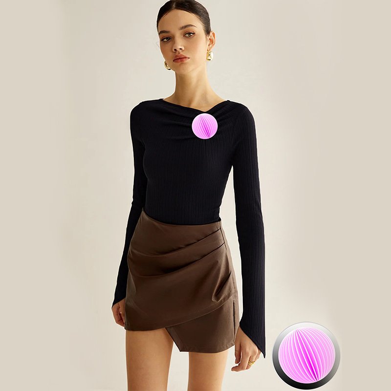 3D Silk Flower Decoration Pleated Blouse-2