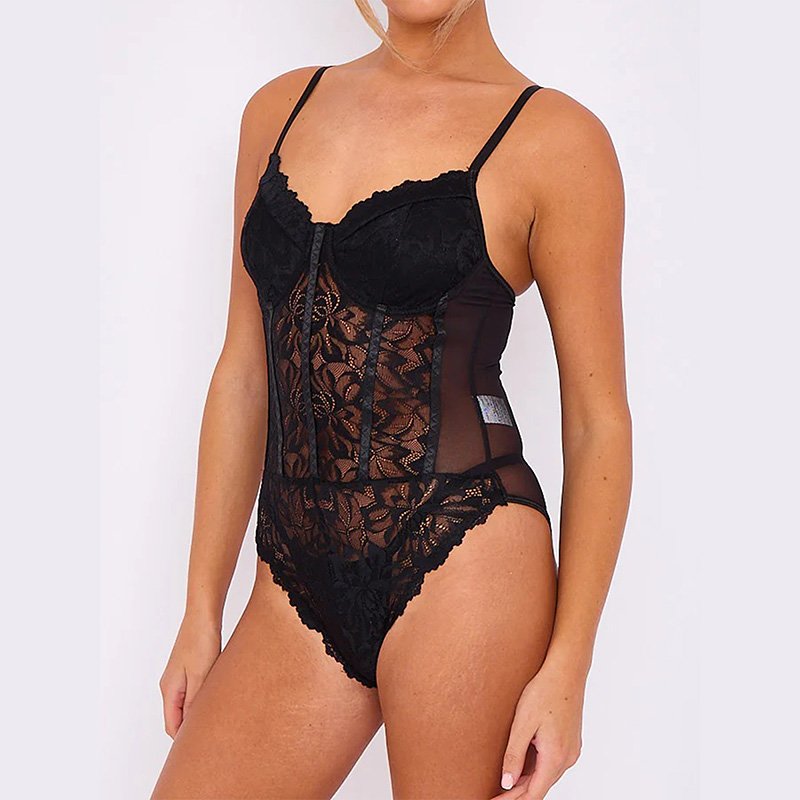 Lace Detail Corset Style Bodysuit