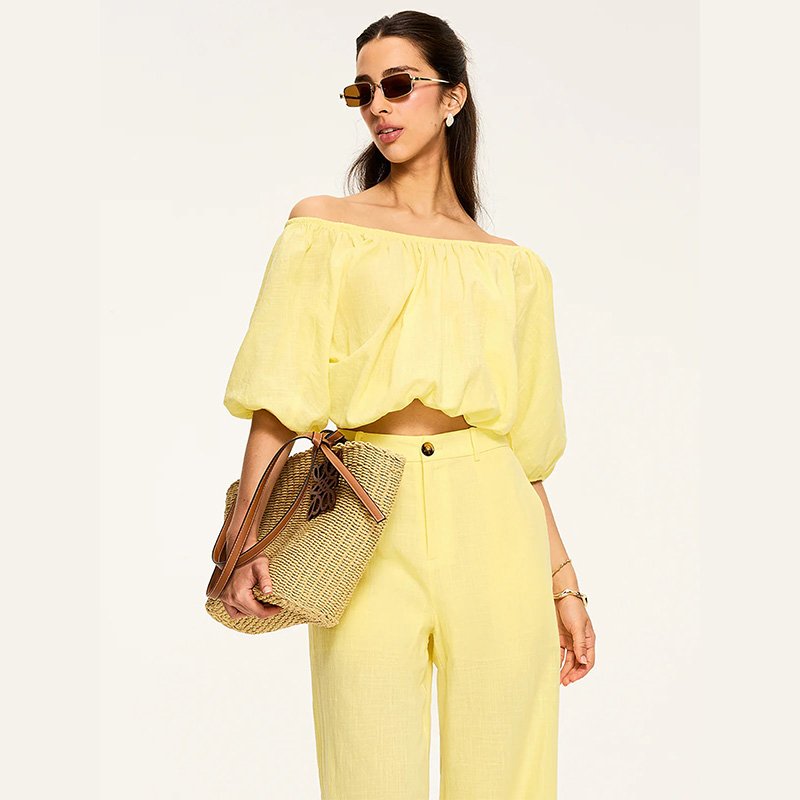 Puff-Sleeve Back-Tie Blouse-1