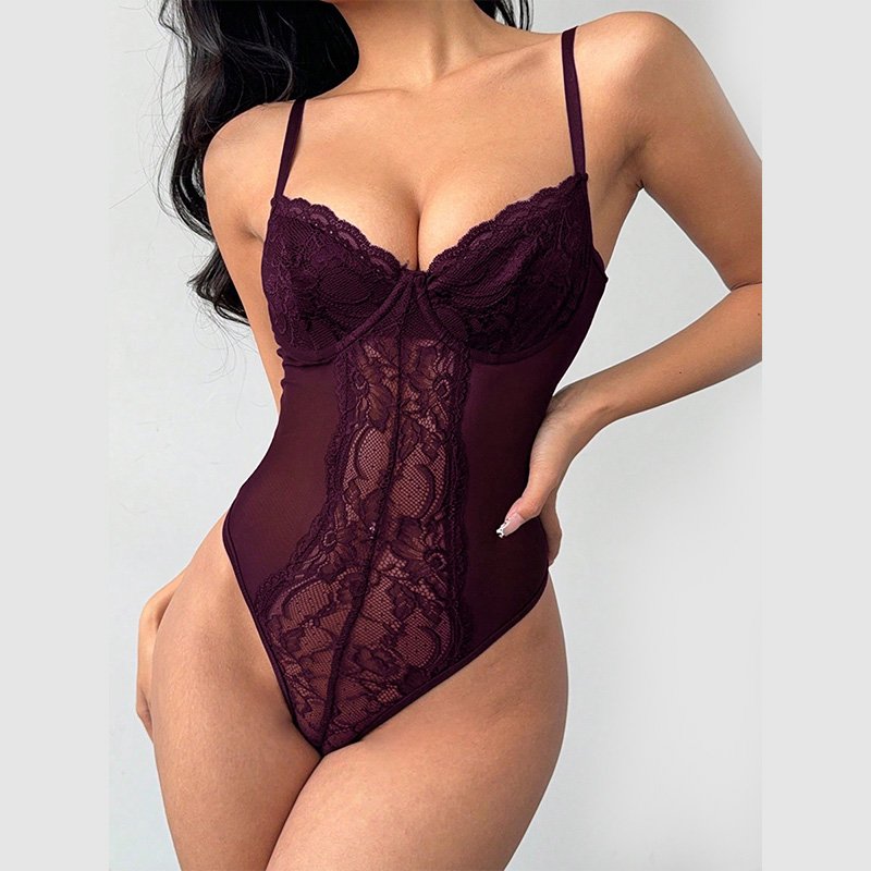 Sexy & Elegant Lace Patchwork Camisole Bodysuit