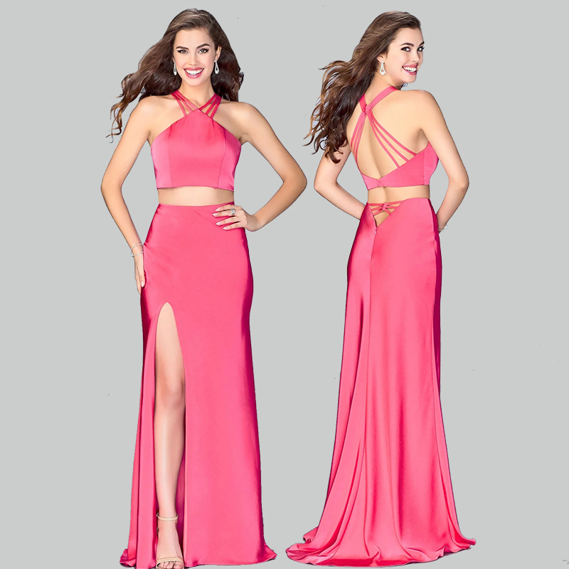 Halter Neckline Two Piece Maxi Dress We Can Do