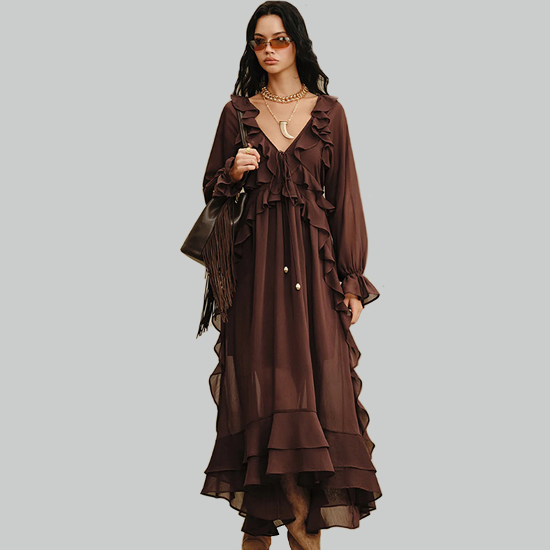 Ruffled Chiffon Maxi Dress We Can Do