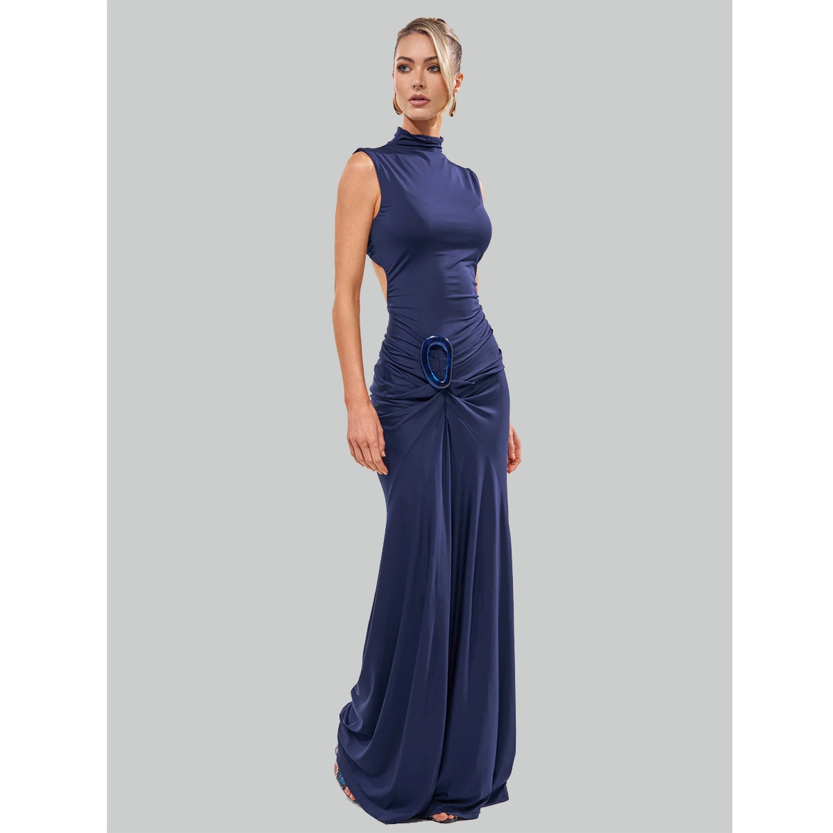 Full length bodycon maxi dress designed for boutique fashion labels and OEM dress production