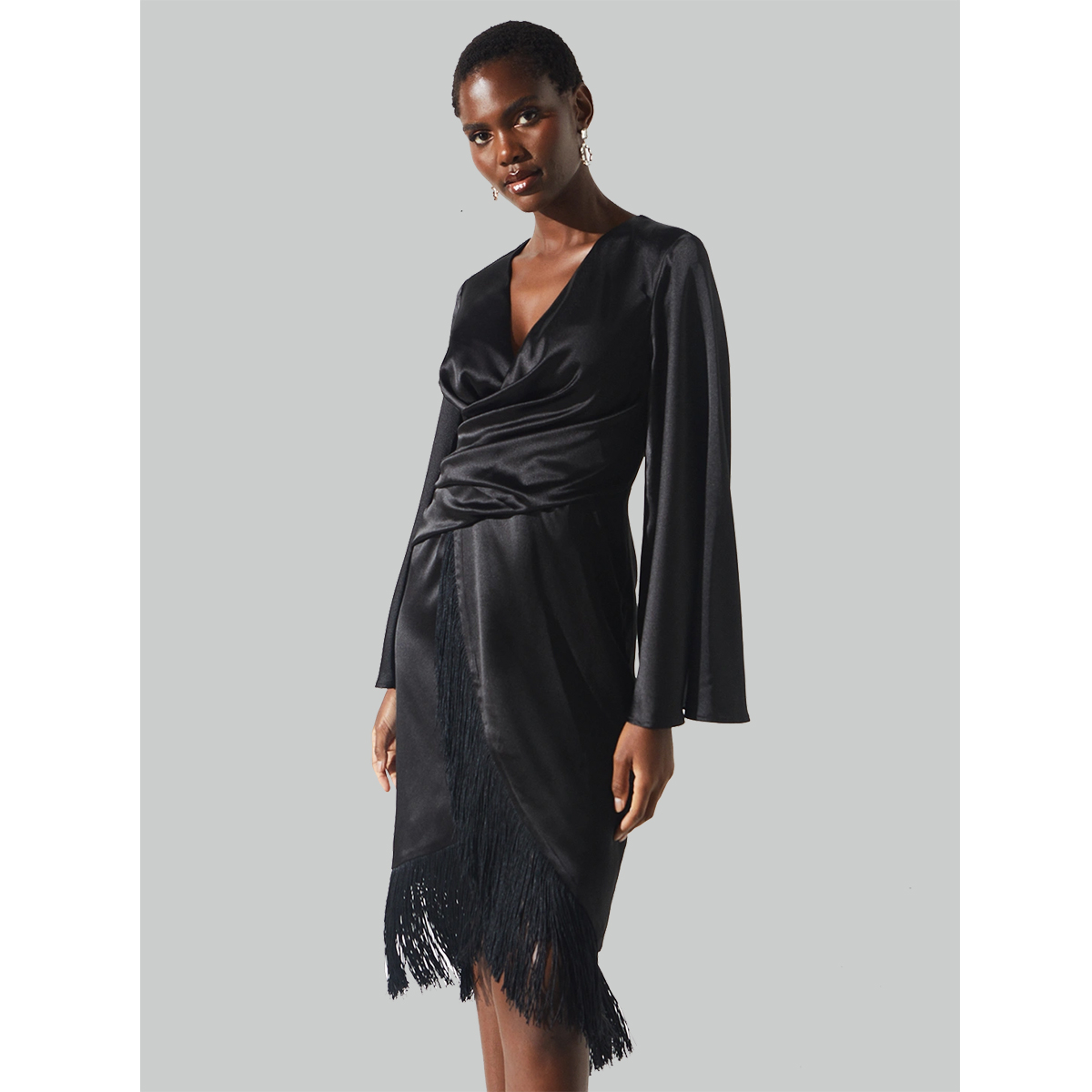 B 1-A111A01 Fringe Wrap Dress