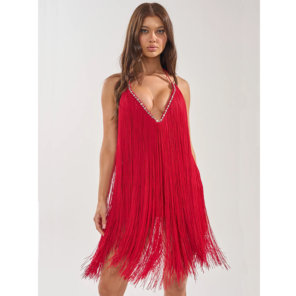 B 1-A111A04 Red Fringe Dress