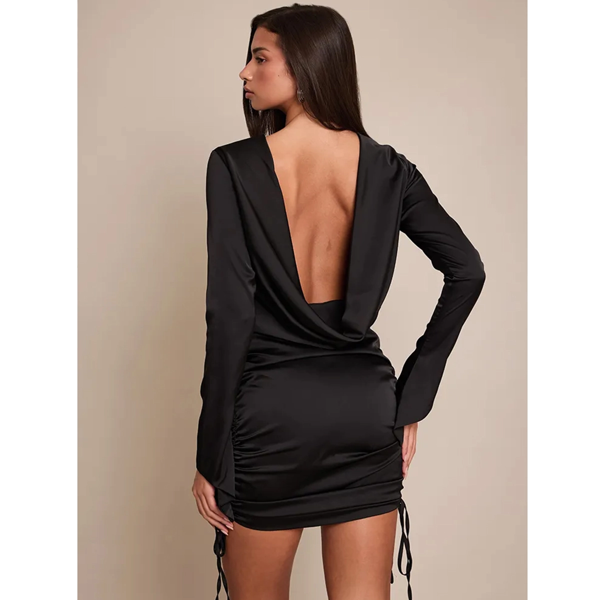 Backless bodycon dress developed for premium partywear brands and OEM manufacturing supply chain