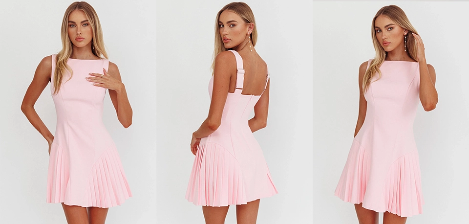 Pleated-Mini-Dress