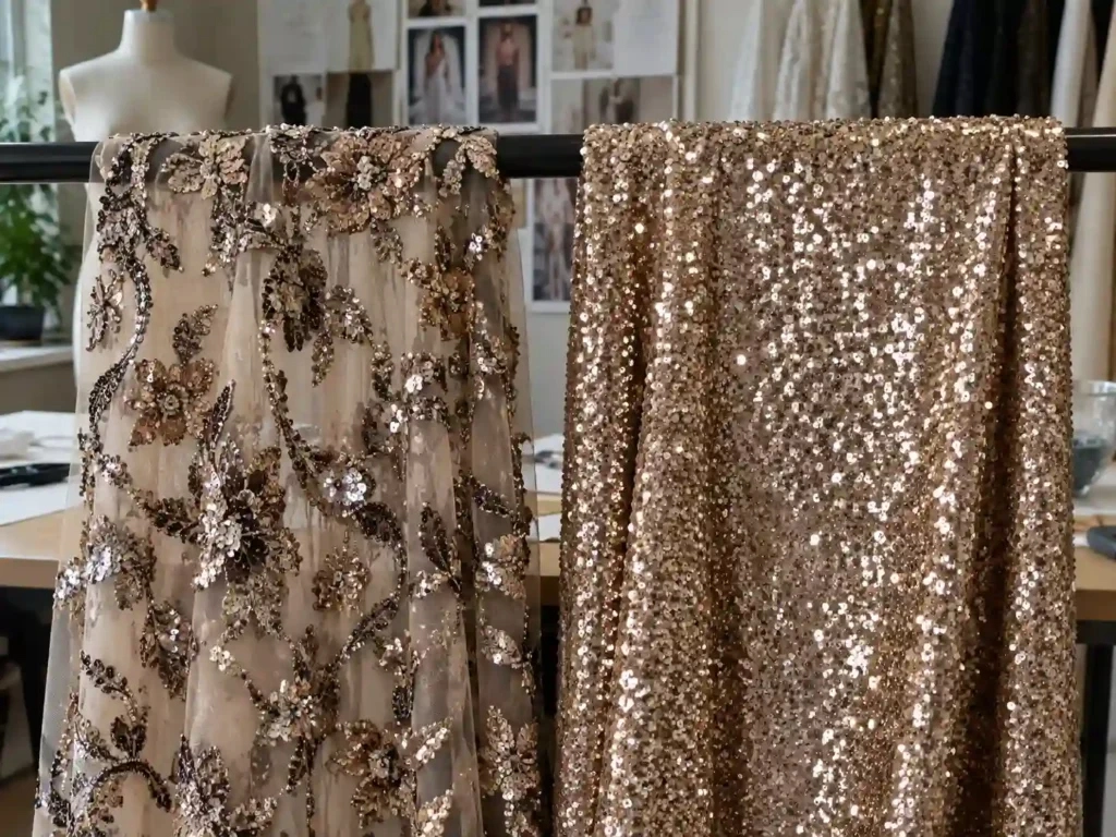 Embroidered-Sequin-Fabric-vs-All-Over-Sequin-Fabric