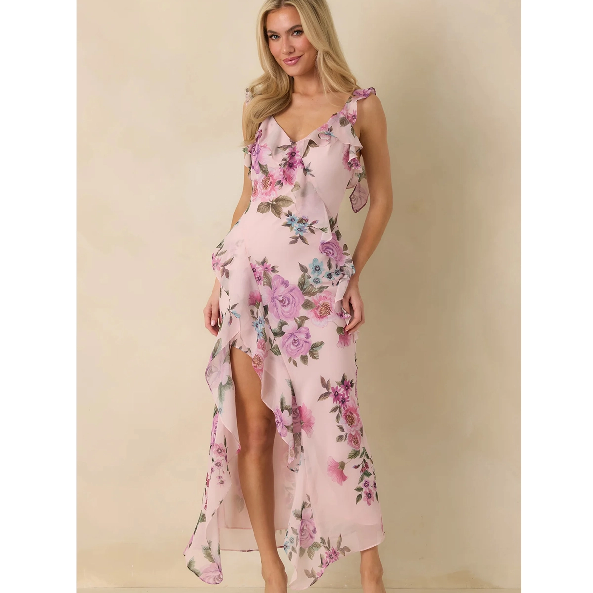 Floral Chiffon Maxi Dress