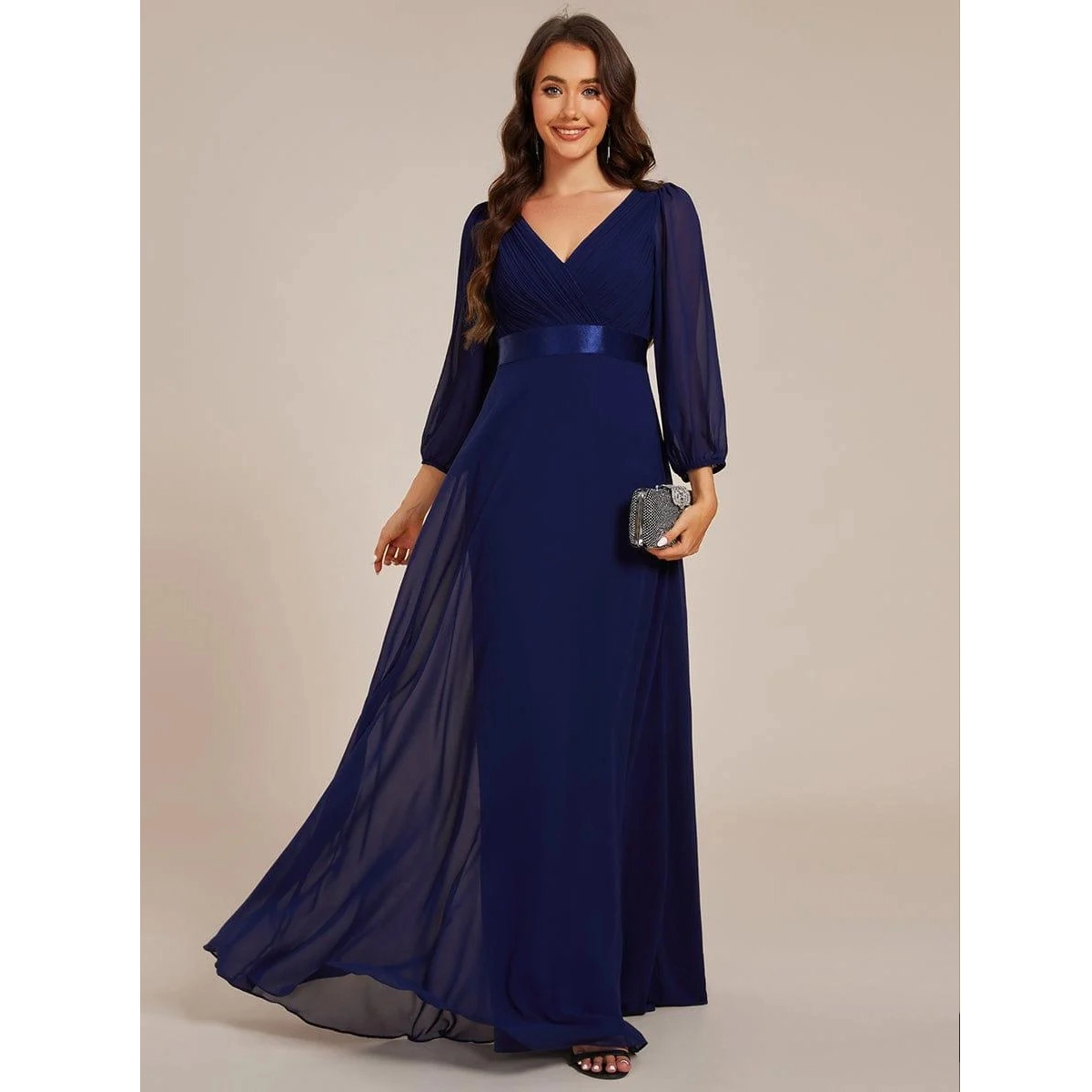 Long Sleeve Chiffon Maxi Dress