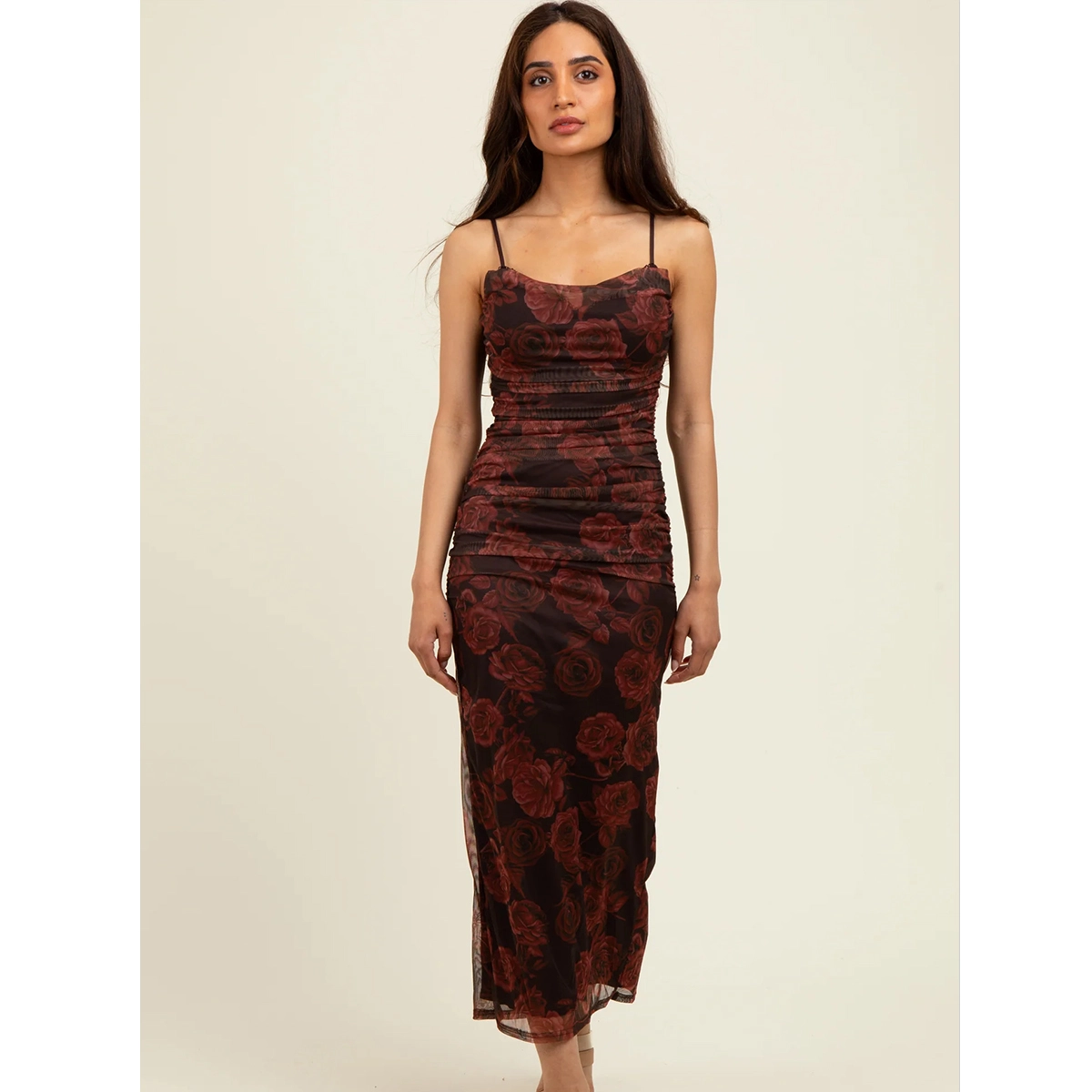 Ruched Mesh Dress