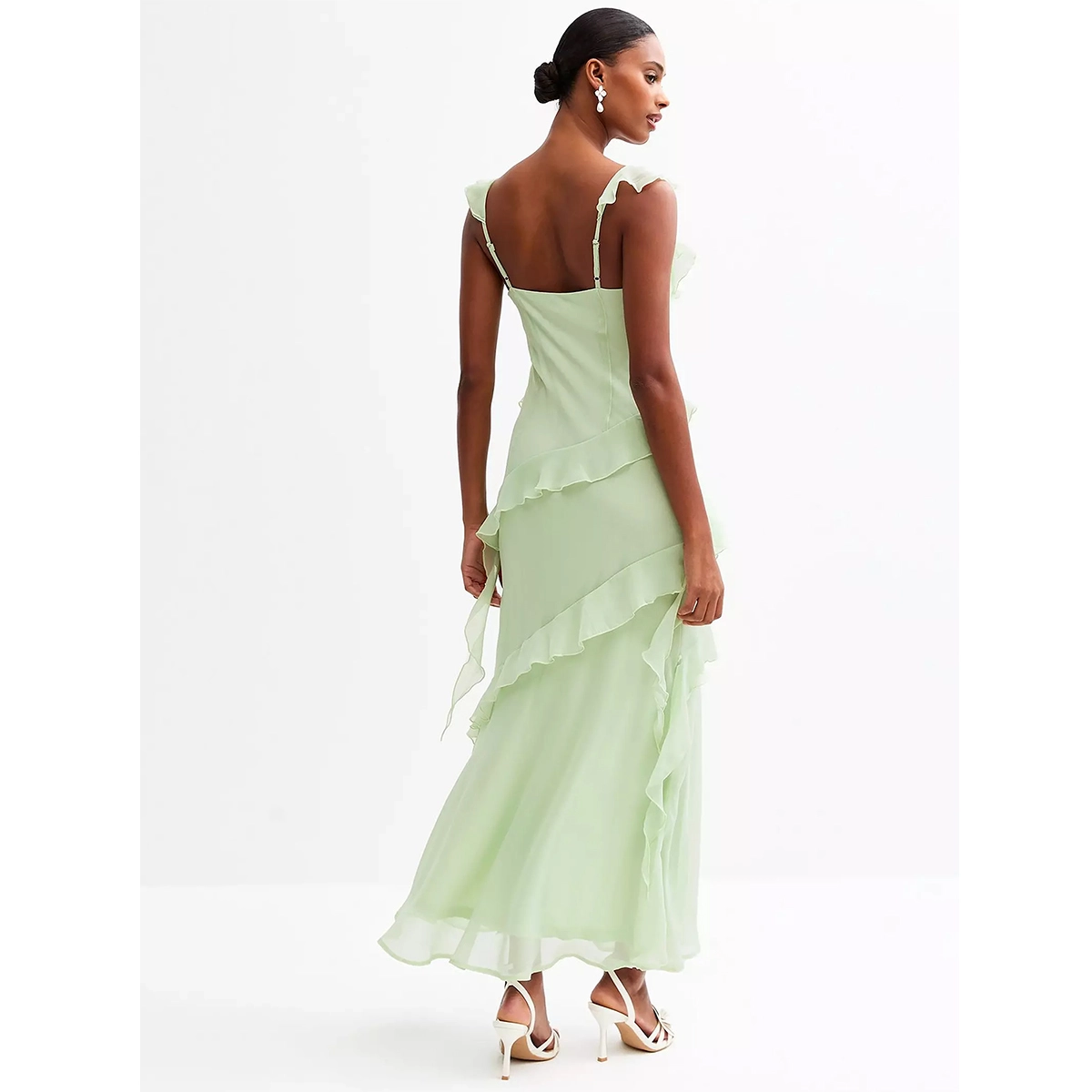 Ruffle Chiffon Midi Dress