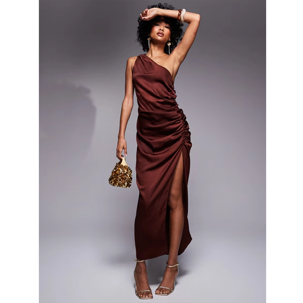 Satin Ruched Dress