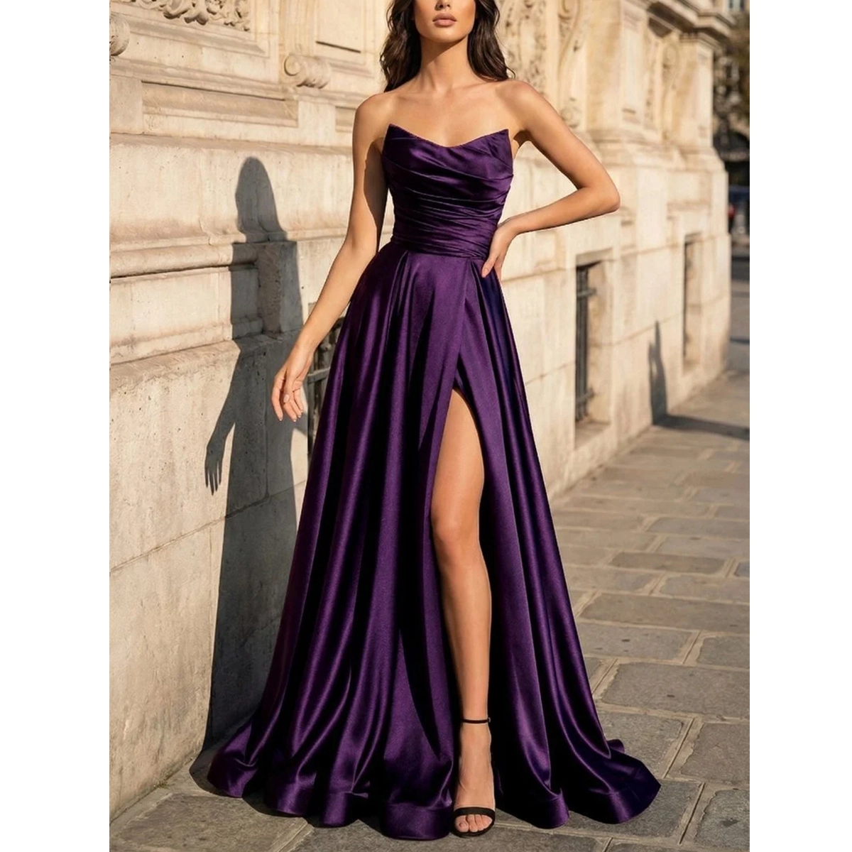 Satin Strapless Evening Dress