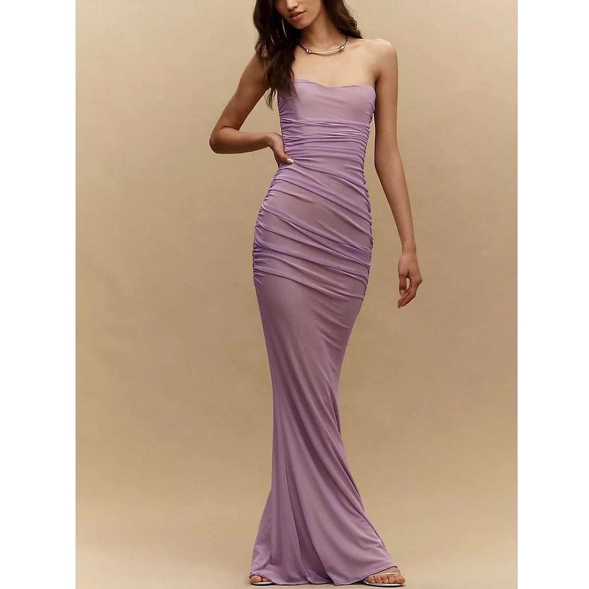 Strapless Mesh Maxi Dress