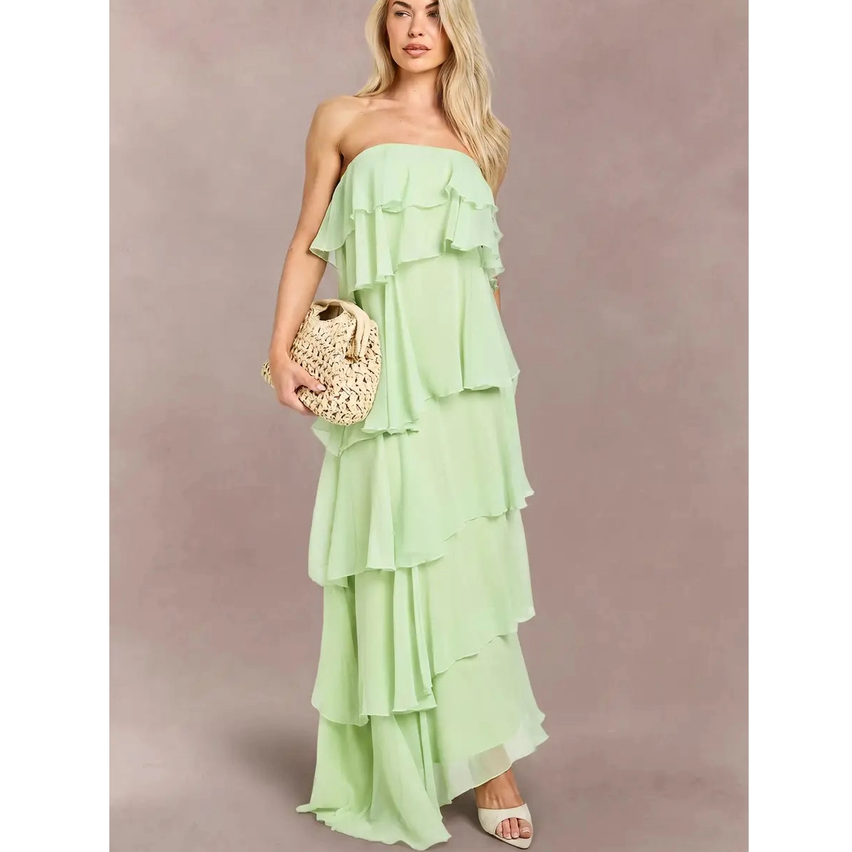 Tiered Chiffon Maxi Dress
