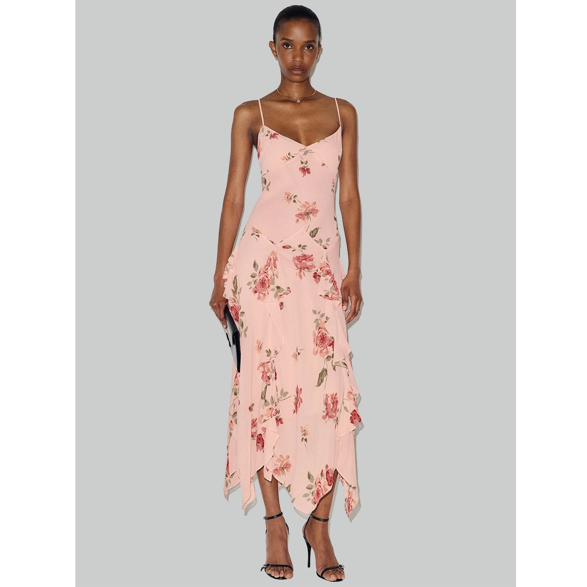 V-neckline Floral Dress