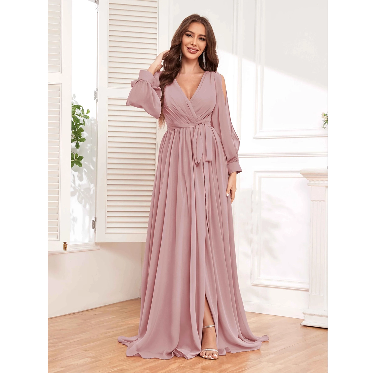 Wrap Chiffon Maxi Dress